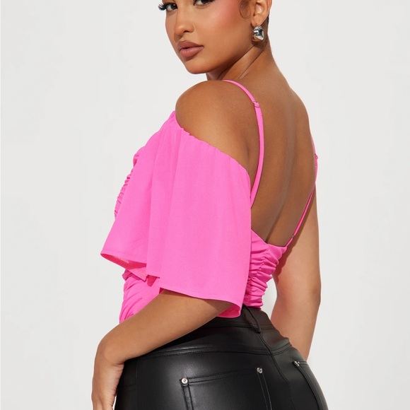 Bodysuit, NWT, Pink In Extra Small, Cute One Sleeve - Picture 4 of 8